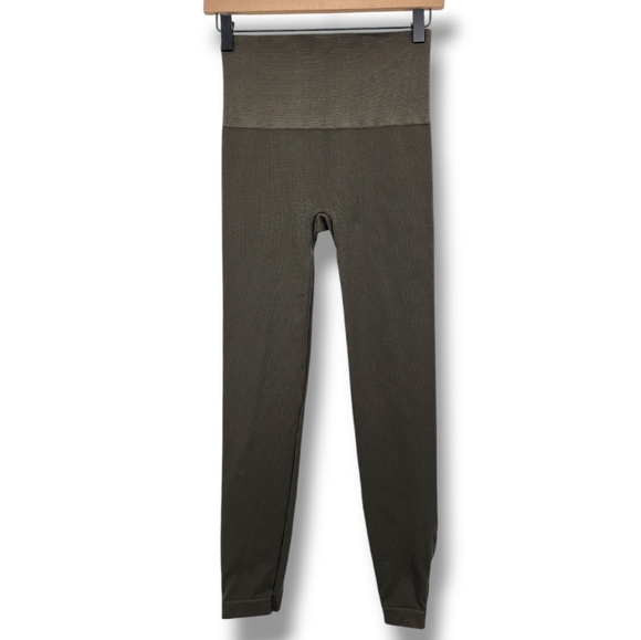 Spanx Look At Me Now Olive Green Side Zip Leggings Large - Picture 2 of 8